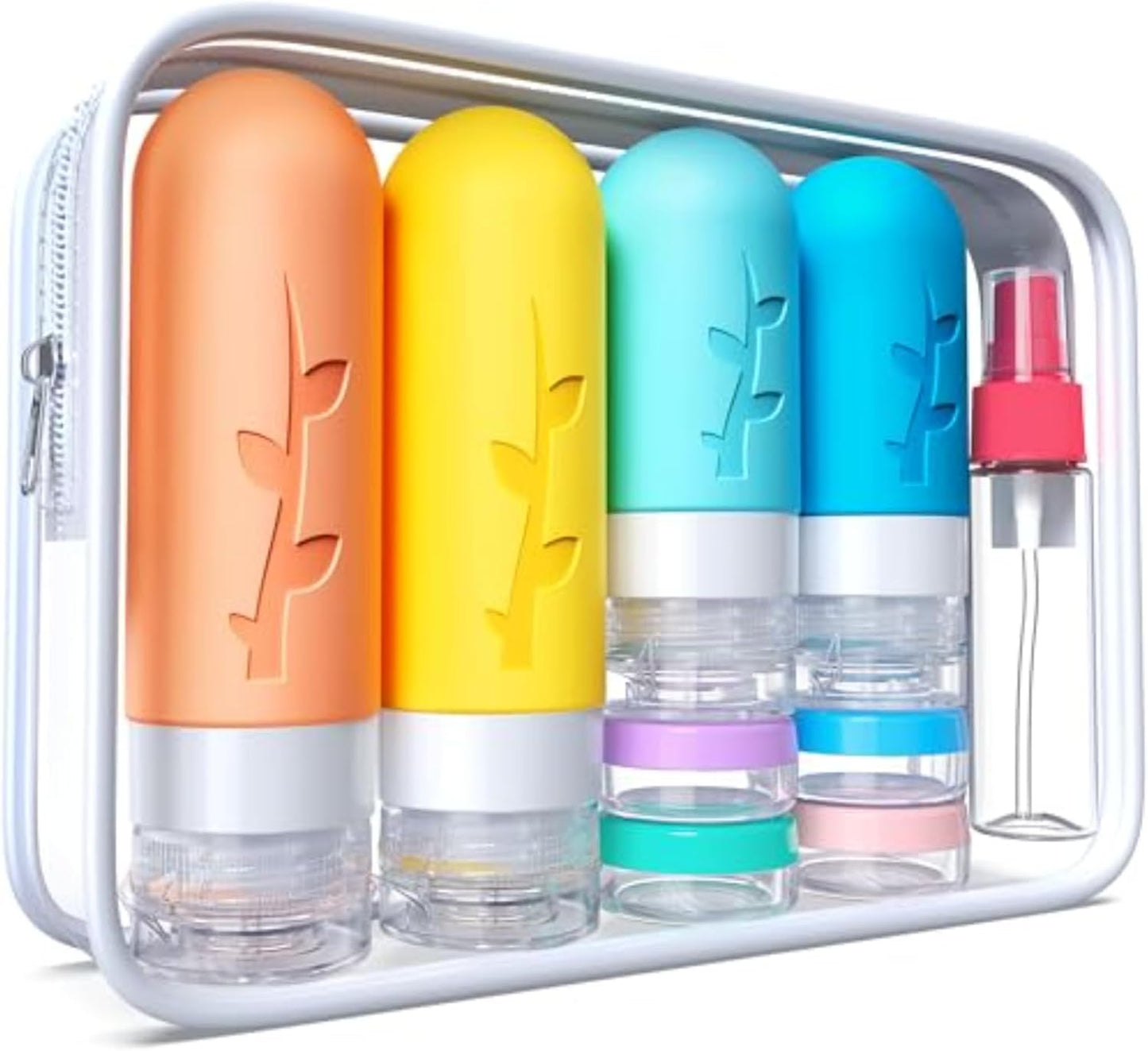 18pack Travel Bottles for Toiletries,TSA Approved Silicone Travel Containers jar for Toiletries,Leak Proof Refillable Liqus Shampoo and Conditioner Travel Essentials Toiletry Bottles