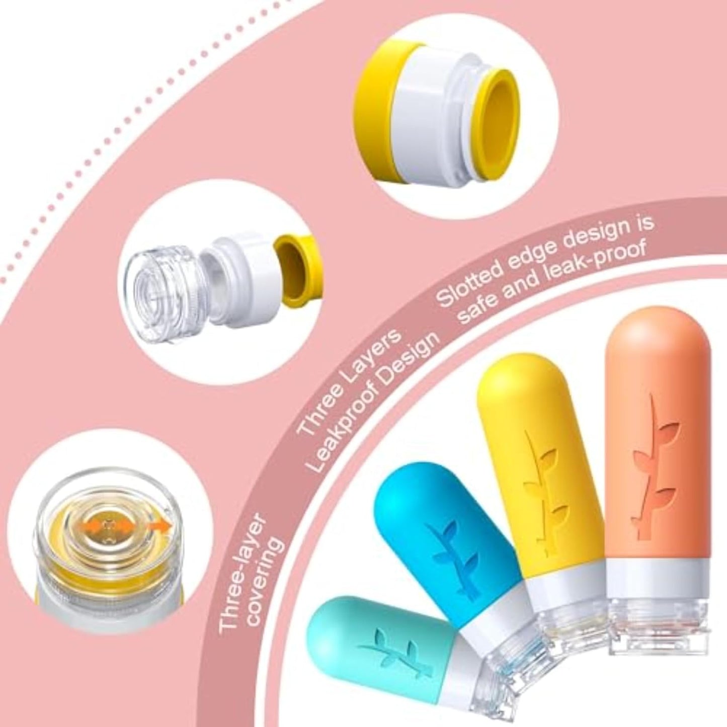 18pack Travel Bottles for Toiletries,TSA Approved Silicone Travel Containers jar for Toiletries,Leak Proof Refillable Liqus Shampoo and Conditioner Travel Essentials Toiletry Bottles