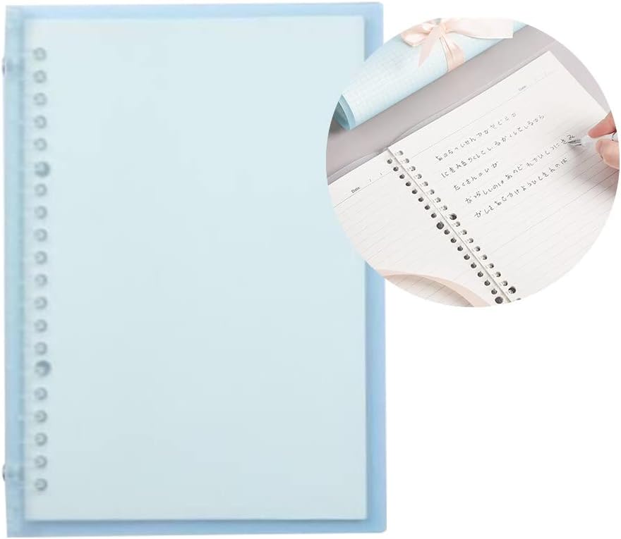 Transparent A5 Refillable Notebook 20 Rings/Holes Loose Leaf Binder Flexible Waterproof PP Cover 30 Sheets Ruled Lined Paper Refillable Binder for Office Home School Students Supplies