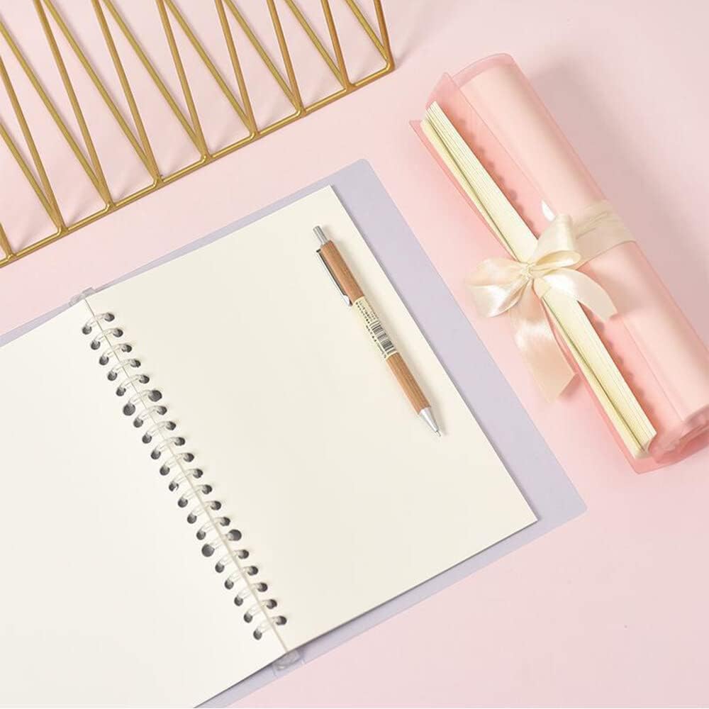 Transparent A5 Refillable Notebook 20 Rings/Holes Loose Leaf Binder Flexible Waterproof PP Cover 30 Sheets Ruled Lined Paper Refillable Binder for Office Home School Students Supplies