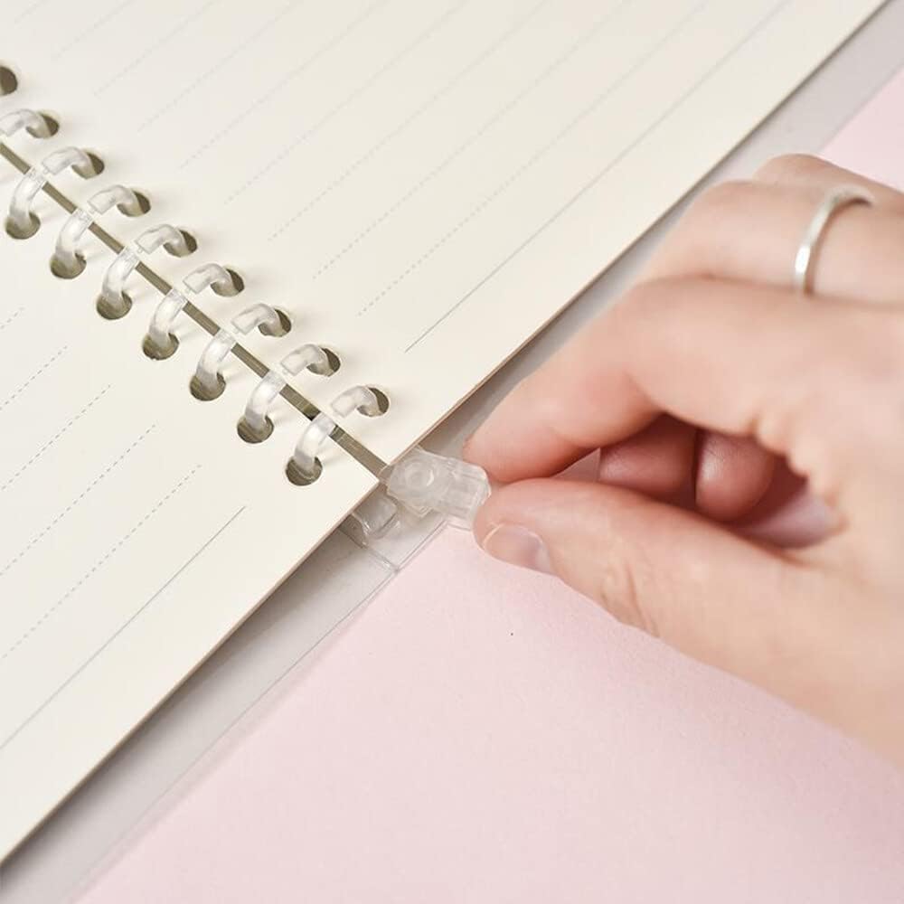 Transparent A5 Refillable Notebook 20 Rings/Holes Loose Leaf Binder Flexible Waterproof PP Cover 30 Sheets Ruled Lined Paper Refillable Binder for Office Home School Students Supplies