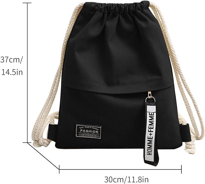 Foldable Canvas Sports Backpack with Drawstring and Zippered Pocket for Football, Cycling, Gym & Travel - Compact, Unisex for Adults, Teens, Kids