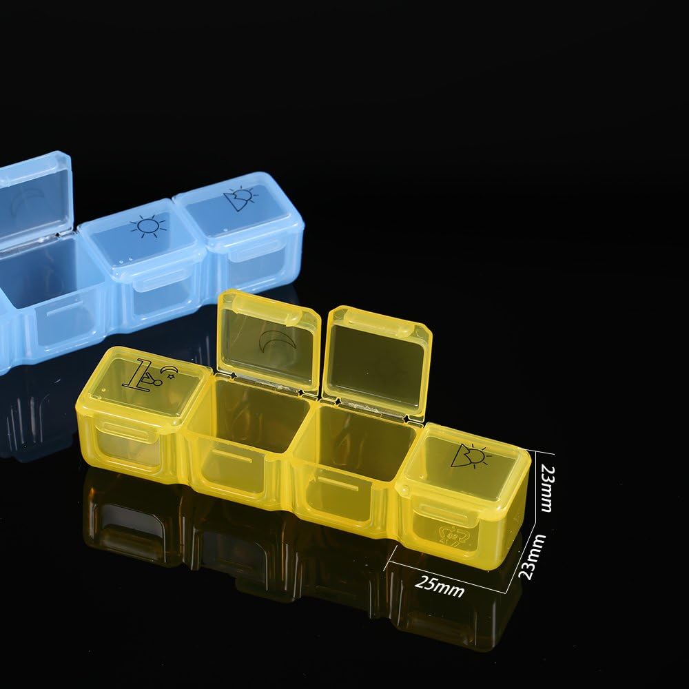 7-Day Portable Organizer with 28 Compartments for Morning, Noon, Afternoon, Night Medication Storage