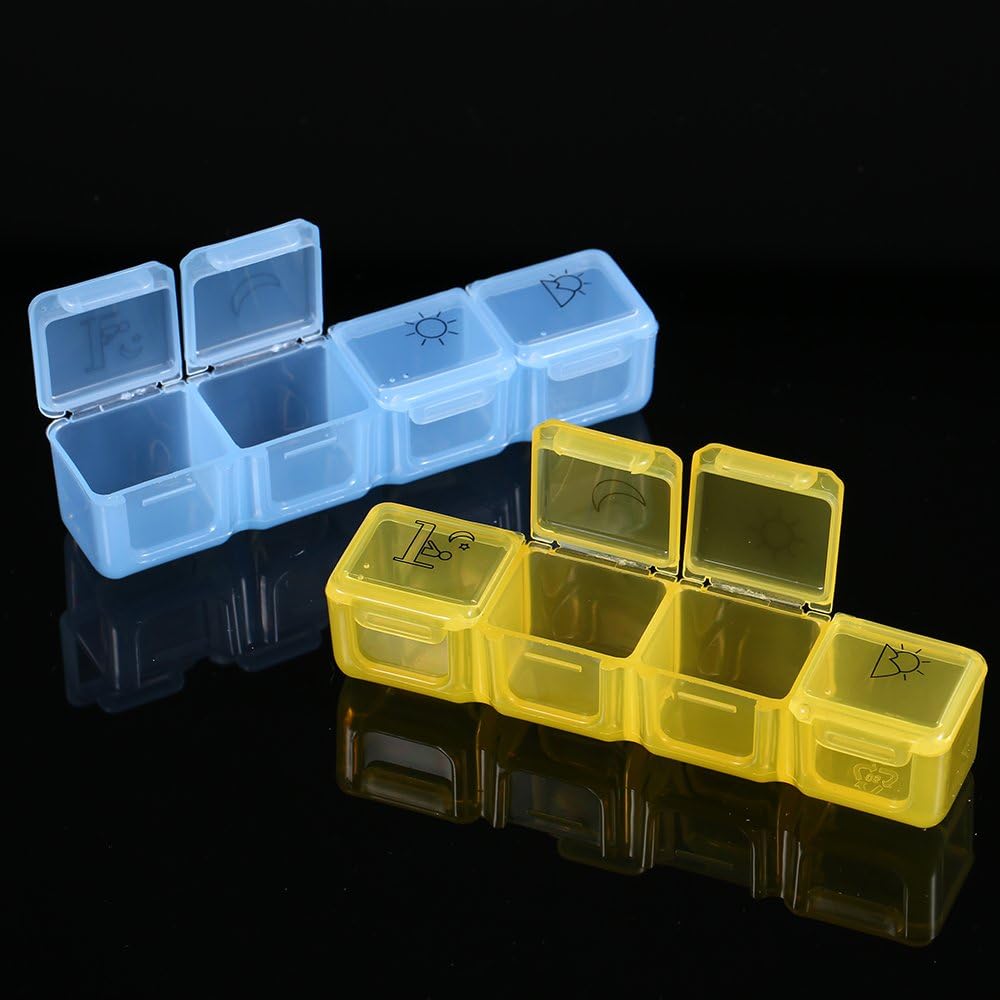 7-Day Portable Organizer with 28 Compartments for Morning, Noon, Afternoon, Night Medication Storage