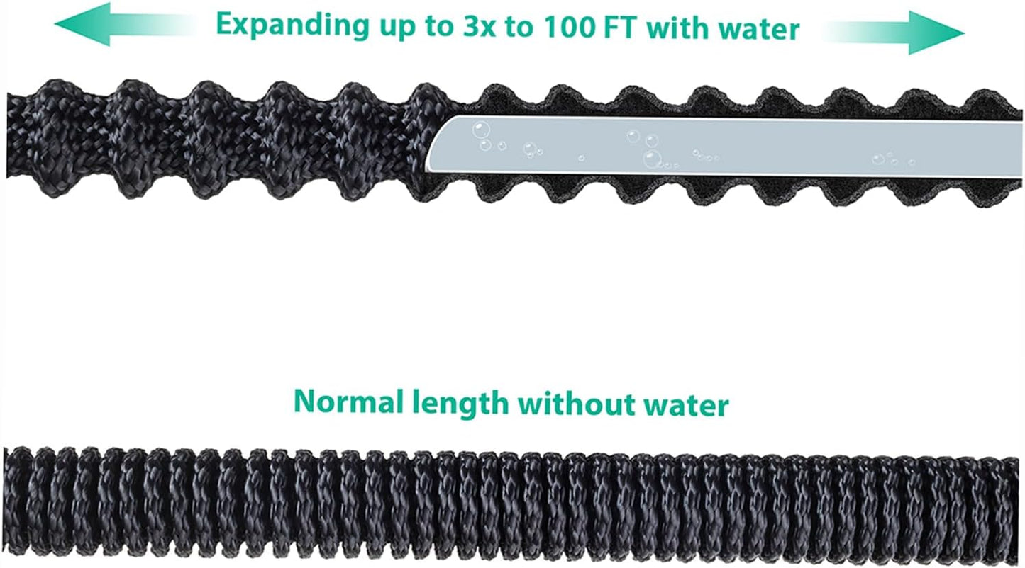 75FT Expandable Garden Hose with 8 Spraying Modes, Shut-Off Valve, Handy Water Pipe for Watering Garden and Washing Car, Expandable Water Hose Tool for Home Use