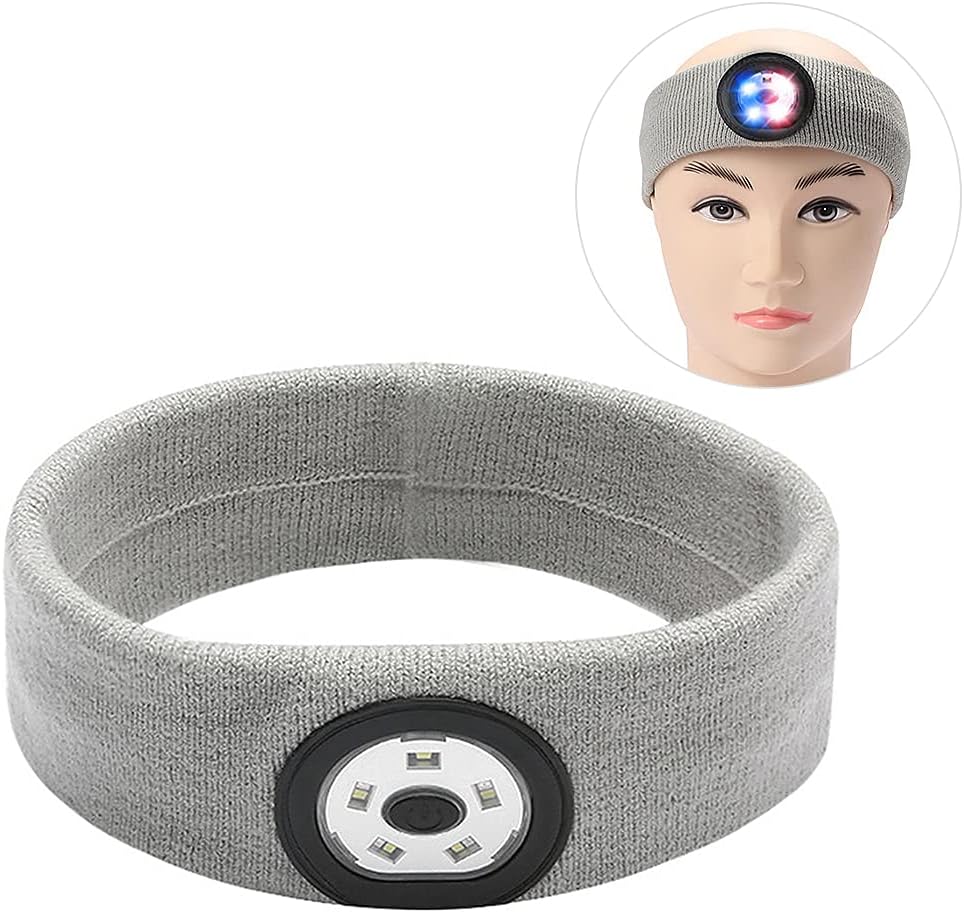 Sport Sweat Headbands with LED Lights for Men Women Workout Head Band Sweatbands Outdoor Running Night Safety