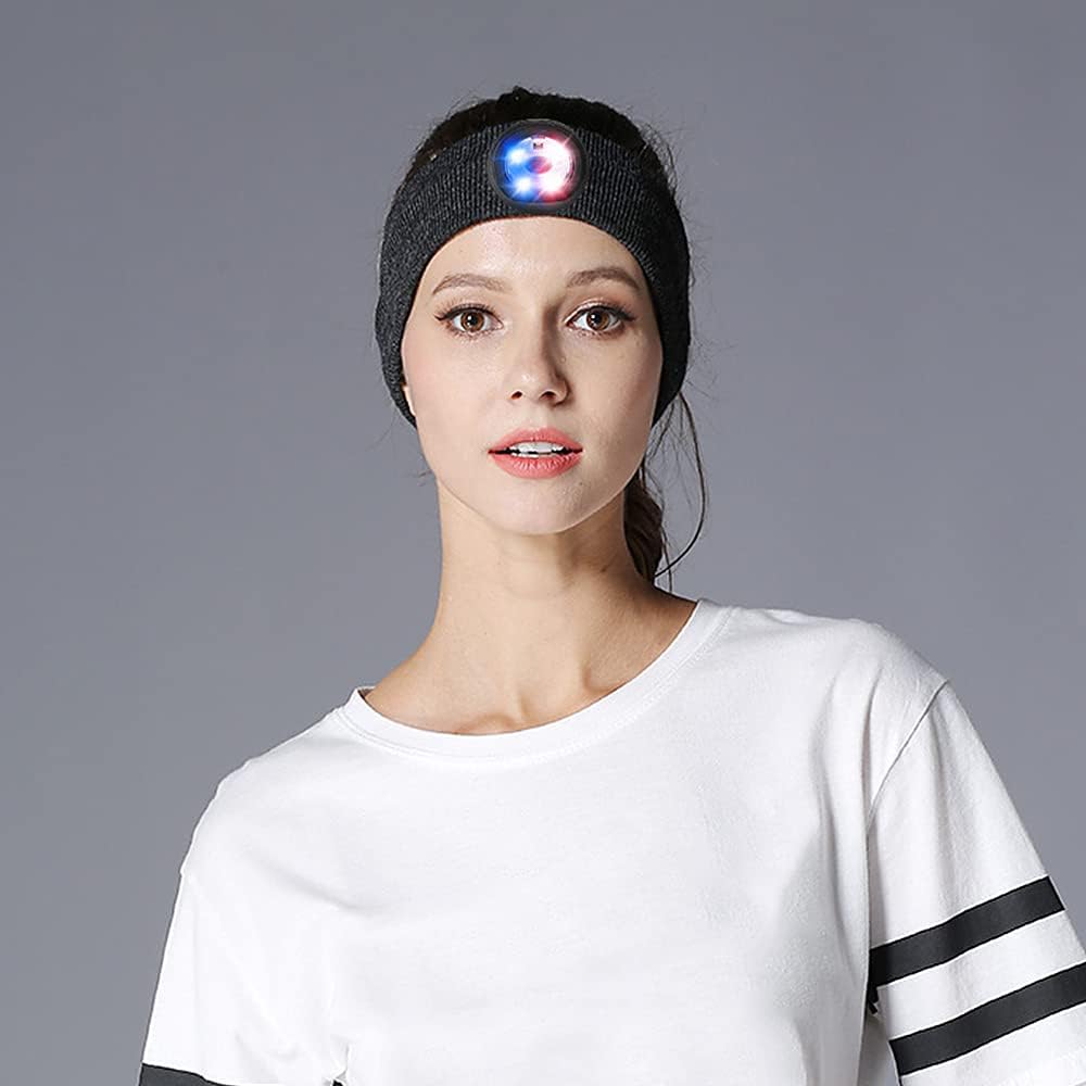 Sport Sweat Headbands with LED Lights for Men Women Workout Head Band Sweatbands Outdoor Running Night Safety