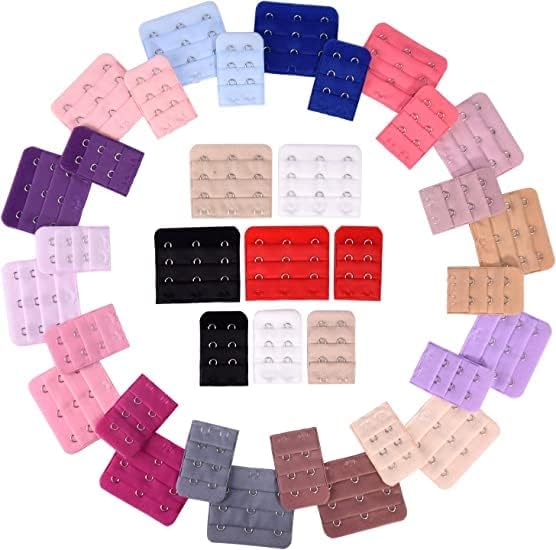 36 Pieces Bra Extenders Brassiere Extension Hooks, 2 and 3 Hooks, 18 Color