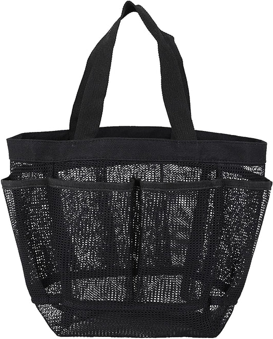 Quick Dry Mesh Tote Bag with 7 Pockets, Hanging Bath Organizer for College Dorm, Gym, and Travel