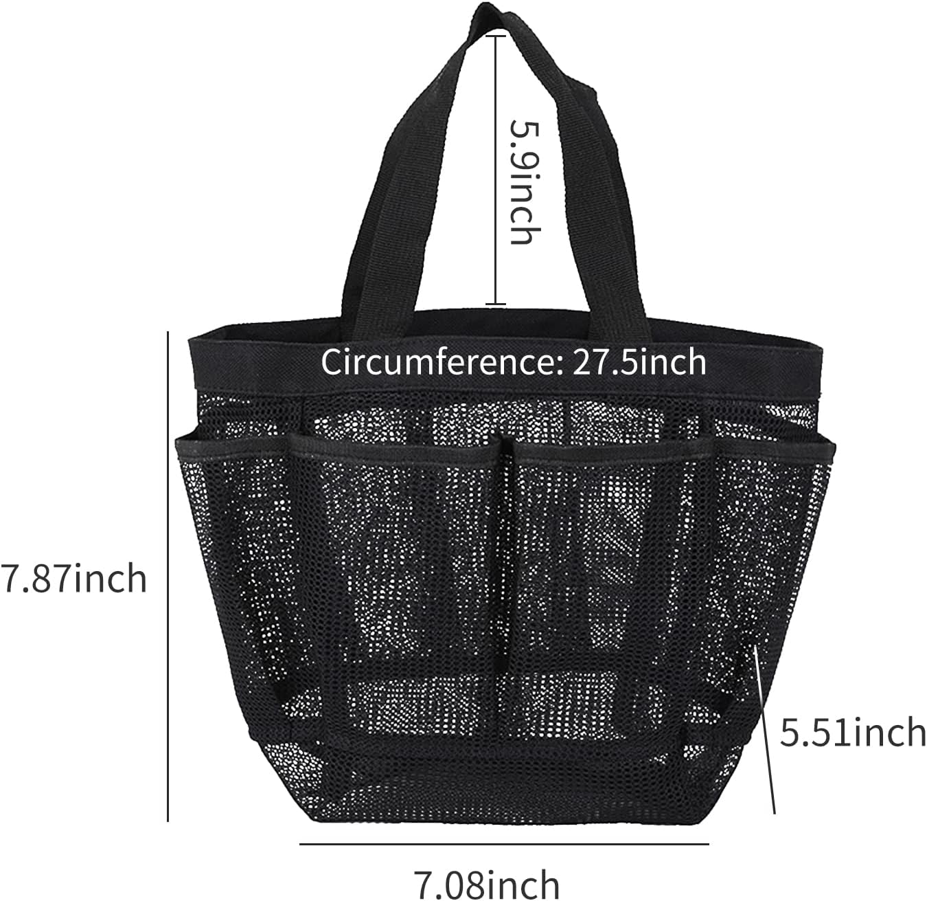 Quick Dry Mesh Tote Bag with 7 Pockets, Hanging Bath Organizer for College Dorm, Gym, and Travel