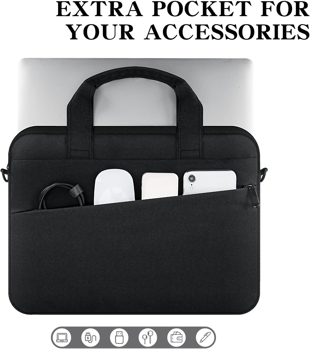 Waterproof Oxford Cloth Sleeve Case with Dual Pockets - Compatible with 14-Inch Devices, Removable Strap, and RPET Material
