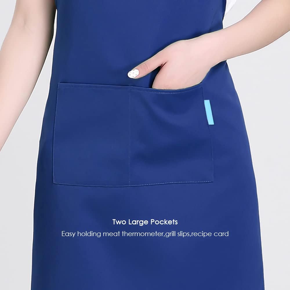 Adjustable Multi-Purpose Aprons for Men and Women with Long Waist Ties and Front Pockets, Polyester Cotton Blend