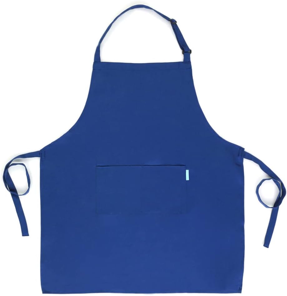 Adjustable Multi-Purpose Aprons for Men and Women with Long Waist Ties and Front Pockets, Polyester Cotton Blend