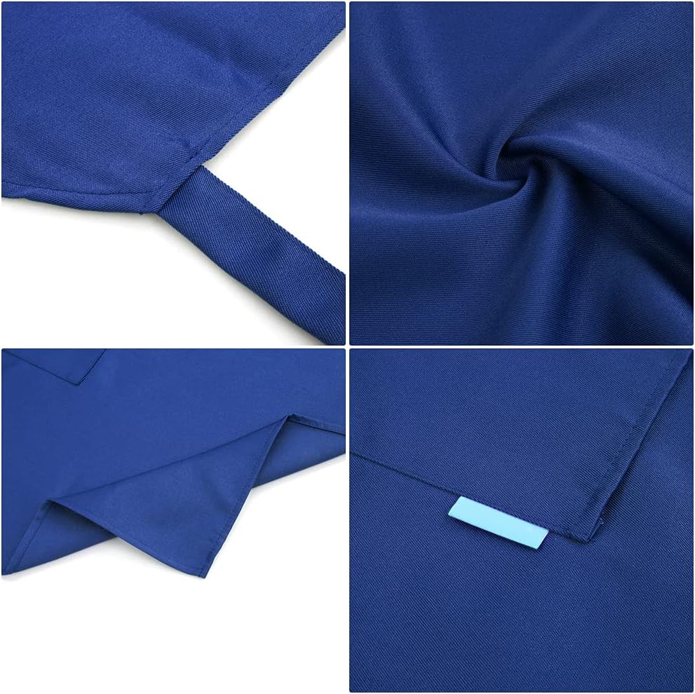 Adjustable Multi-Purpose Aprons for Men and Women with Long Waist Ties and Front Pockets, Polyester Cotton Blend