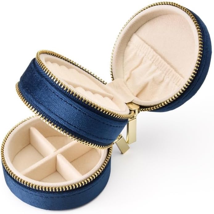 Elegant Layer Jewelry Organizer for Rings, Earrings, Necklaces, Bracelets - Blue, Champagne, Beige, Green, Red, Navy - Compact & Stylish Storage