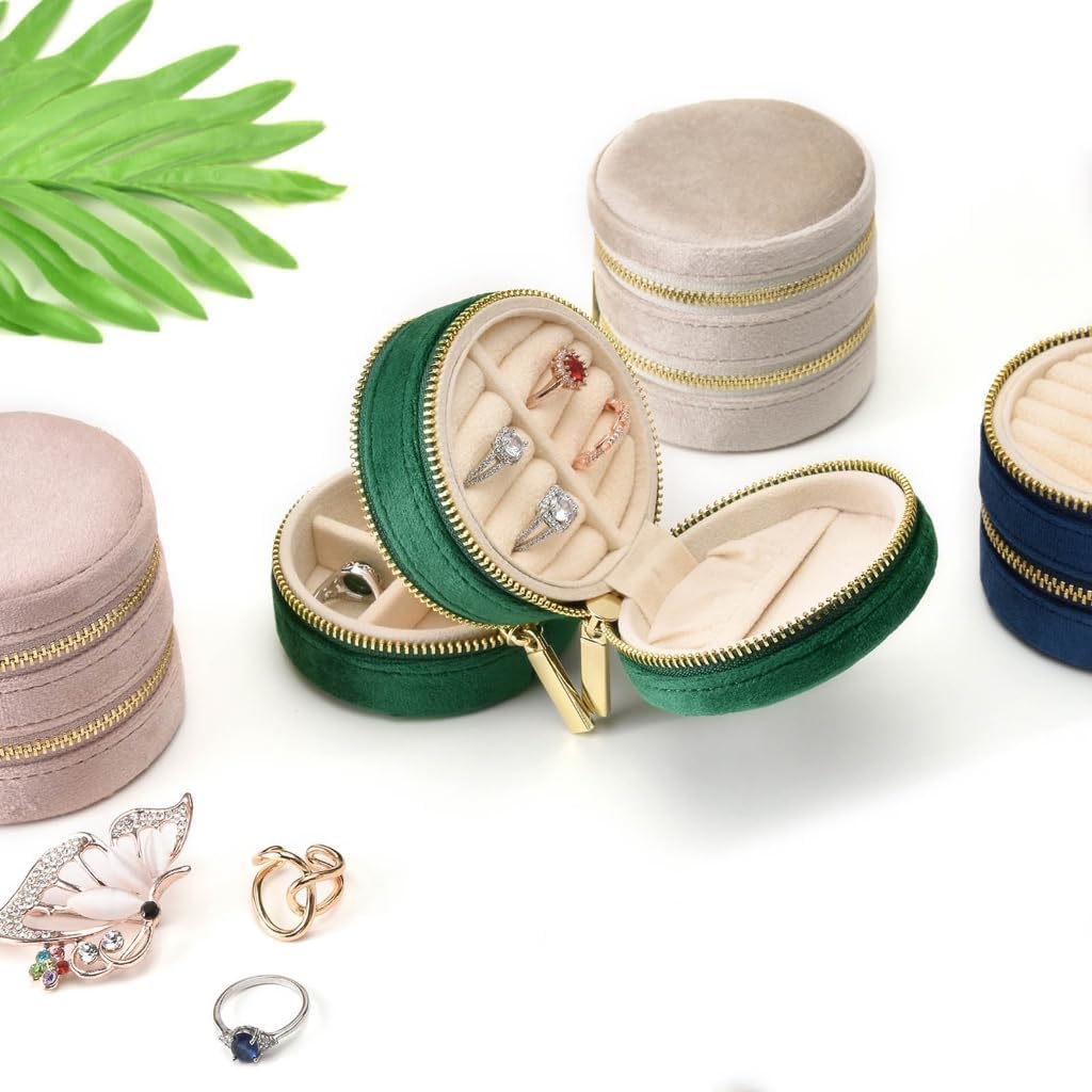 Elegant Layer Jewelry Organizer for Rings, Earrings, Necklaces, Bracelets - Blue, Champagne, Beige, Green, Red, Navy - Compact & Stylish Storage
