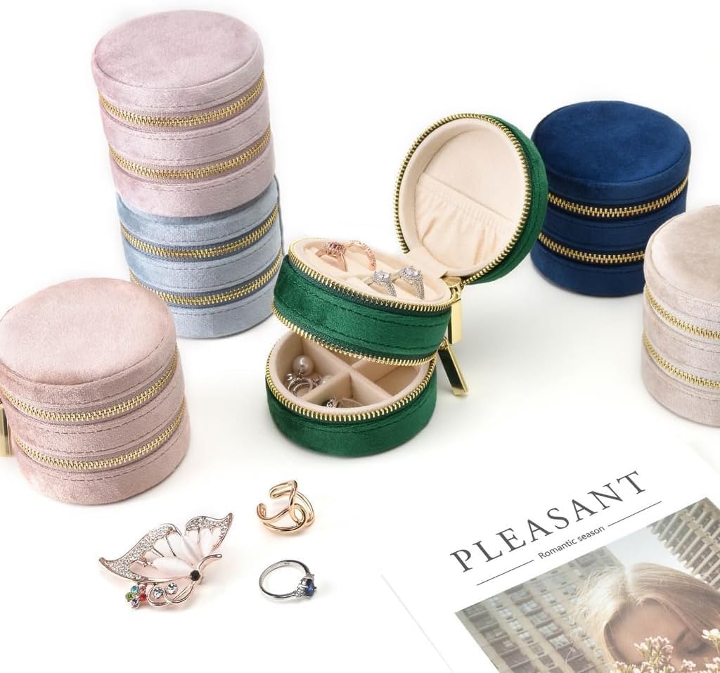 Elegant Layer Jewelry Organizer for Rings, Earrings, Necklaces, Bracelets - Blue, Champagne, Beige, Green, Red, Navy - Compact & Stylish Storage