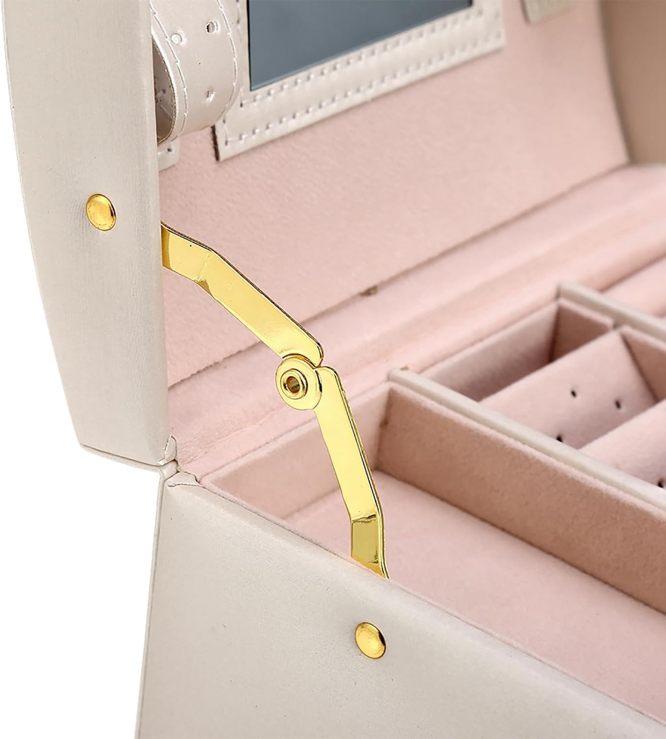 Three-Layer Jewelry Organizer Box with PU Handle, Lockable Display Case for Earrings, Necklaces, Rings – White