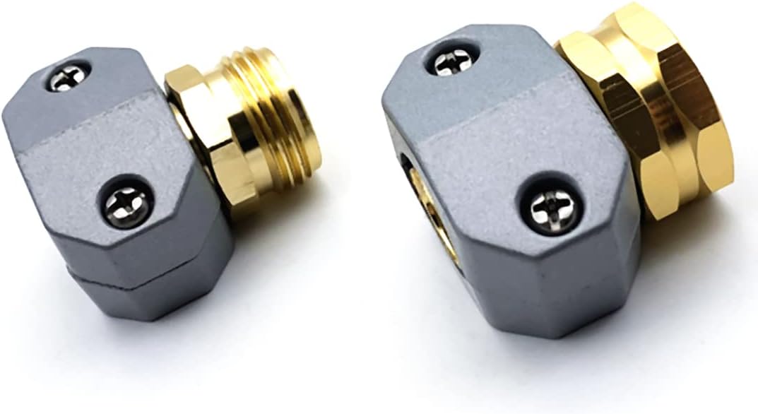 4 Pack Heavy Duty Garden Hose Repair Fittings, Aluminum Mender Female Male Hose Repair Coupler Connector with Clamp, Fits All 3/4 Inch or 5/8 Inch Garden Hose