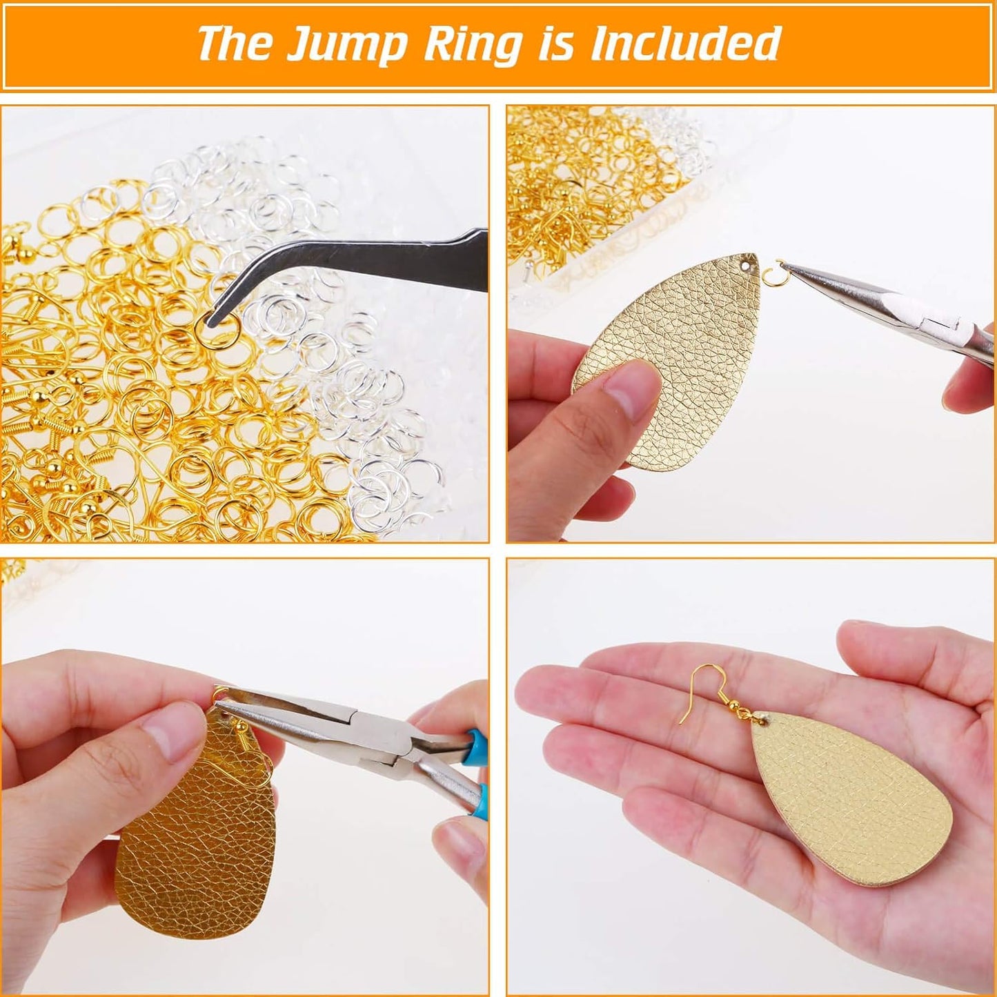 Hypoallergenic Earring Hooks, 600Pcs Earring Making Kit with Earring Hooks, Jump Rings and Clear Rubber Earring Backs for DIY Jewelry Making
