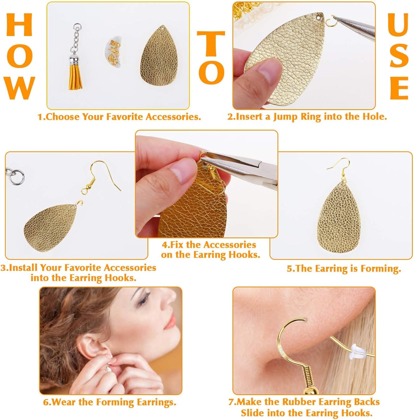 Hypoallergenic Earring Hooks, 600Pcs Earring Making Kit with Earring Hooks, Jump Rings and Clear Rubber Earring Backs for DIY Jewelry Making