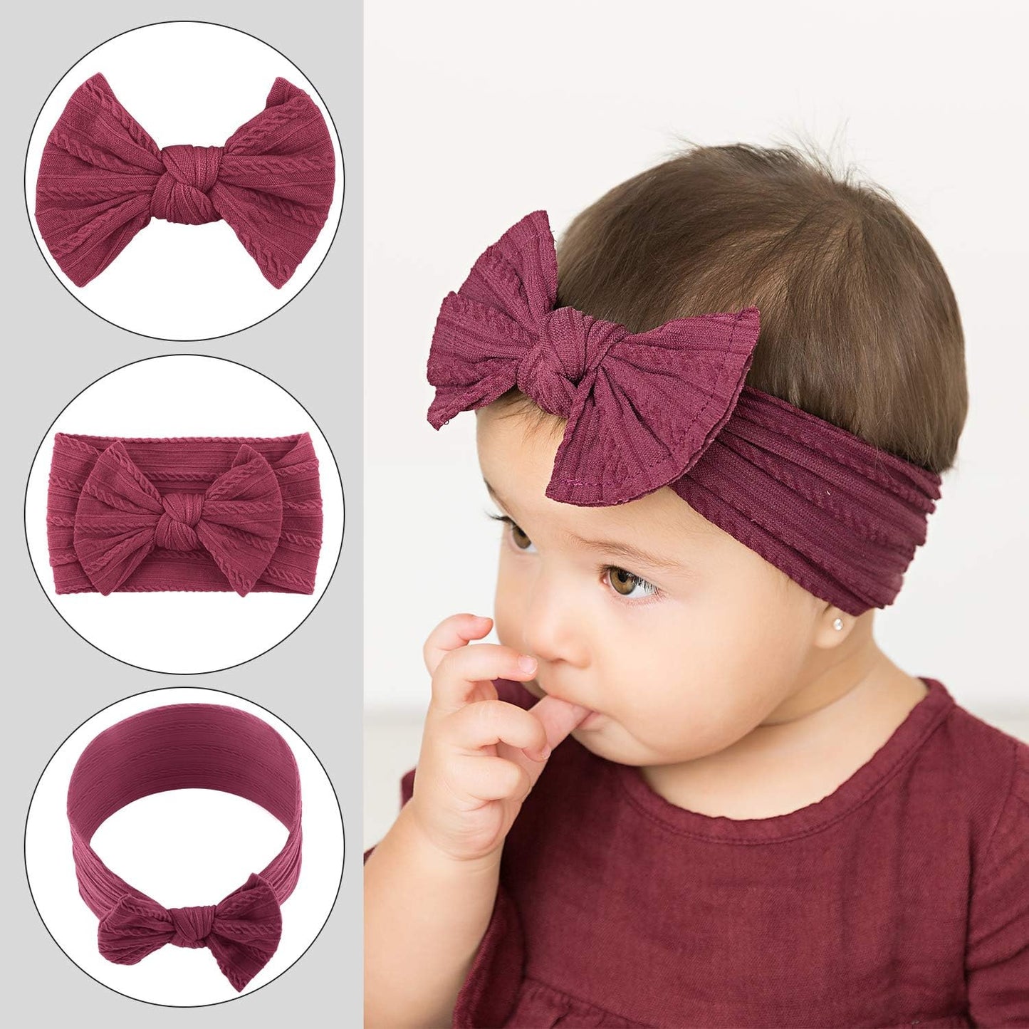 8PCS Baby Nylon Headbands Hair Accessories Hair Bows Headband for Baby Girls Babies Newborn Infant Toddler 0-3 0-6 6-12 Months