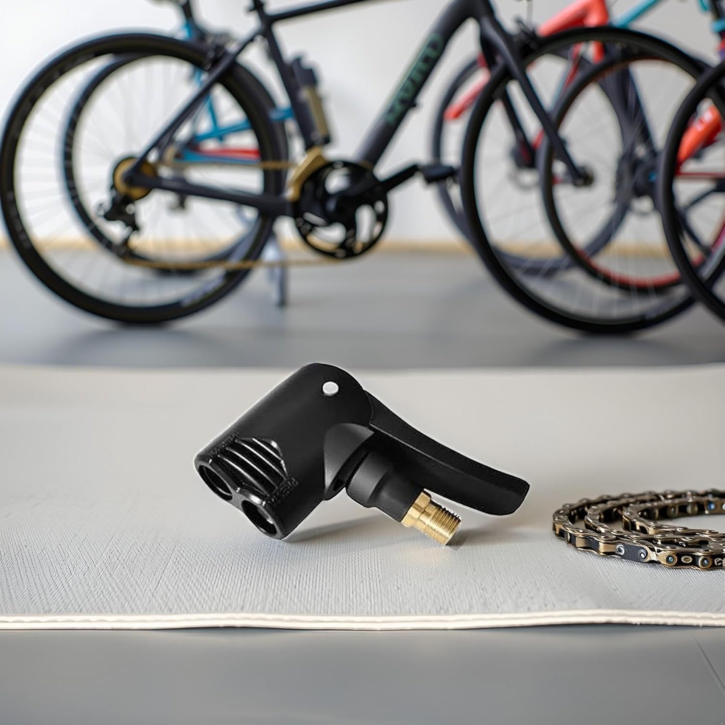 Black Bike Pump Adapter Presta Valve Adapter Dual Head Bike Track Pump Tyre Air Pump Valve Adapter Pump Connector Head Tires Tubes Accessories