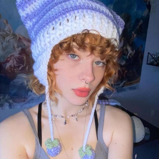 Cat Beanie Beanies Y2k Beanie Knit Hat Grunge Goth y2k Accessories Crochet Hats for Women