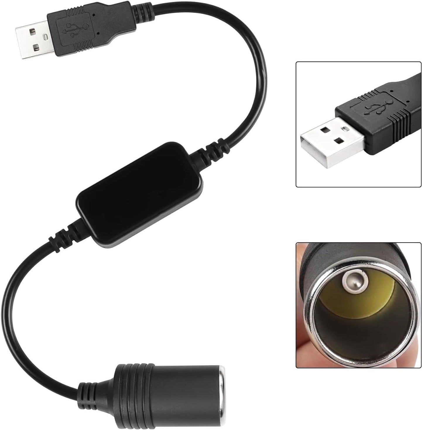 USB A Male to 12V Car Cigarette Lighter Socket Female Power Converter USB to Cigarette Lighter Converter