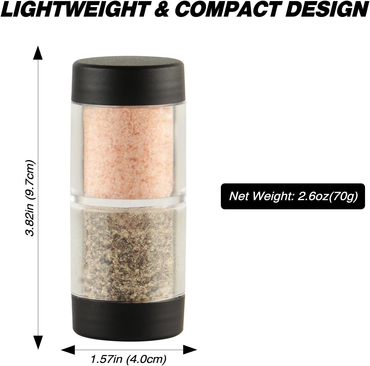 Salt and Pepper Shakers Moisture Proof Set, 2-in-1 Portable Spice Shaker with Airtight Lid, Perfect for Camping Kitchen, Travel, Car Camping, RV, Outdoors, Backpack, BBQ Picnic, Lunch Boxes