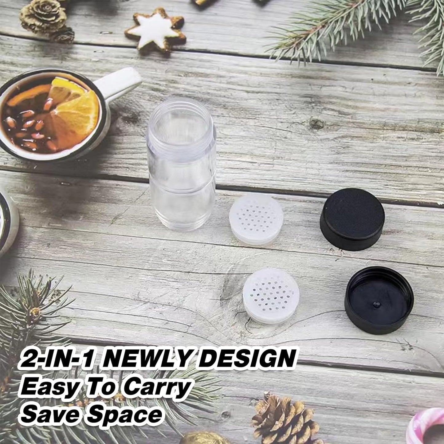 Salt and Pepper Shakers Moisture Proof Set, 2-in-1 Portable Spice Shaker with Airtight Lid, Perfect for Camping Kitchen, Travel, Car Camping, RV, Outdoors, Backpack, BBQ Picnic, Lunch Boxes