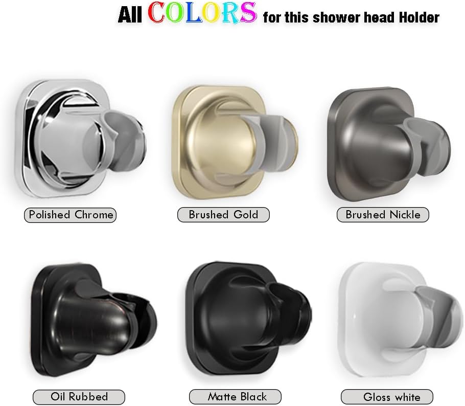 Hand held Shower Head Holder-4 Degree Adjustable-Adhesive Base Install in a Breeze with Screw Alternative to Fit All Surfaces. RV Camper Shower Wand Holder. (Matte Black)