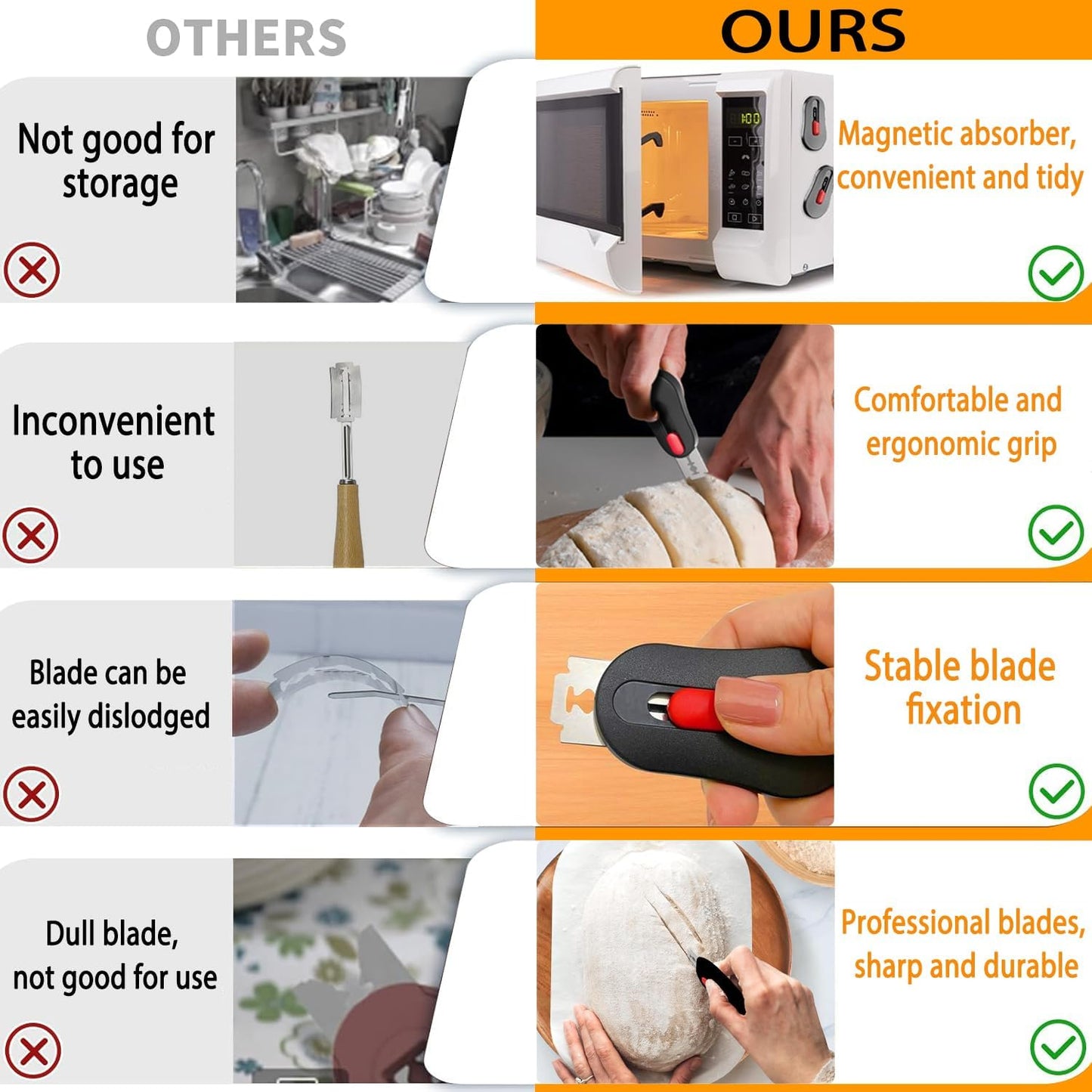 (2 Packs) Bread Lame Dough Scoring Tool with Telescoping Feature, Professional Bread Lame for Bread Scoring Tool & Sourdough Scoring Tool, Bread Lame Dough Scoring Tool with 10 Replacement Blades