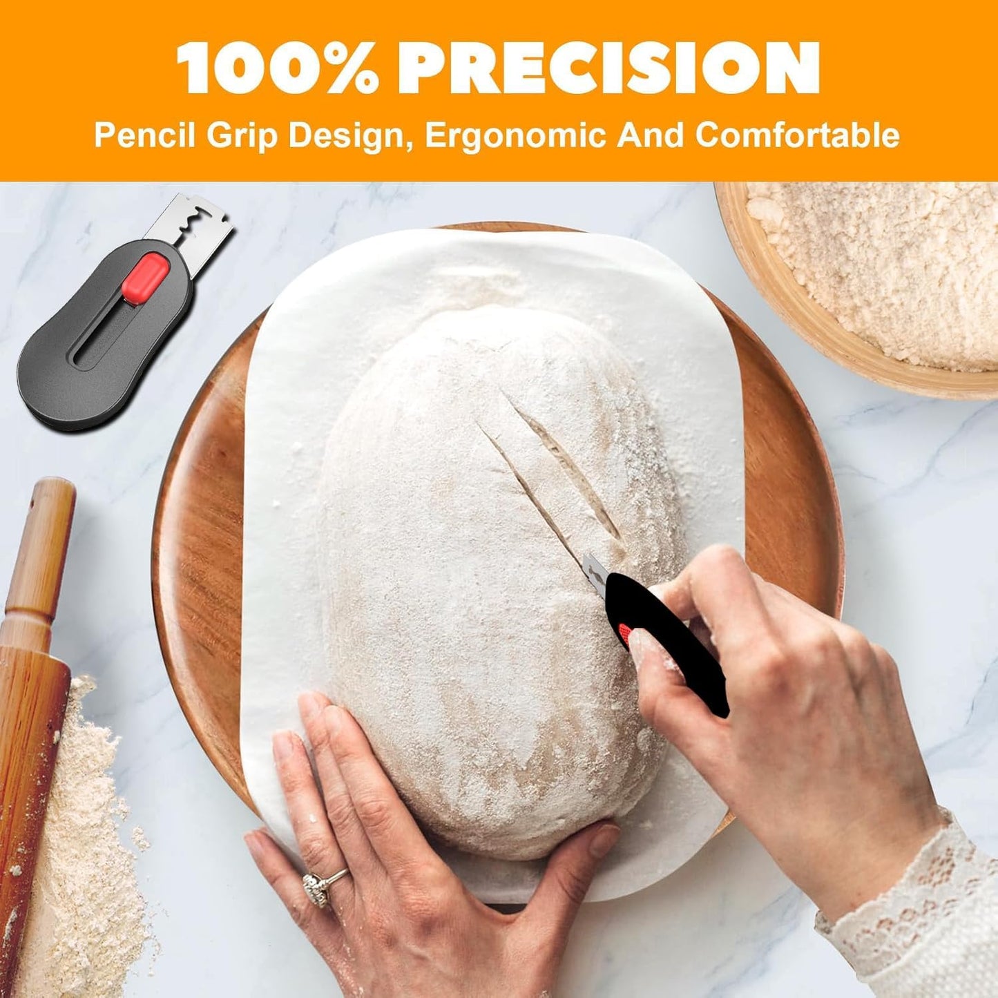 (2 Packs) Bread Lame Dough Scoring Tool with Telescoping Feature, Professional Bread Lame for Bread Scoring Tool & Sourdough Scoring Tool, Bread Lame Dough Scoring Tool with 10 Replacement Blades