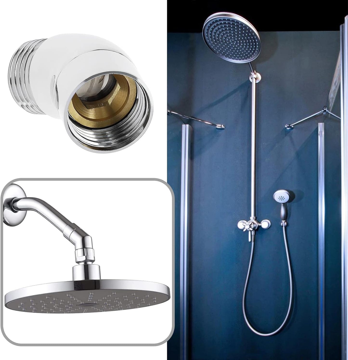 Handheld Shower Head Elbow Adapter G1/2" Shower Connector 45-Degree Adapter Solid Brass, Suitable for Most Standard Shower Systems