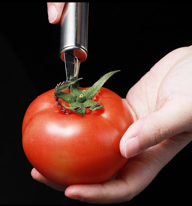 2 Pcs Stainless Steel Strawberry Huller and Tomato Stem Corer Tool, Tomato Stem Corer Tool,Stainless Steel Strawberry Huller Corer Vegetable and Corer Practical Kitchen Tool Fruit (2)
