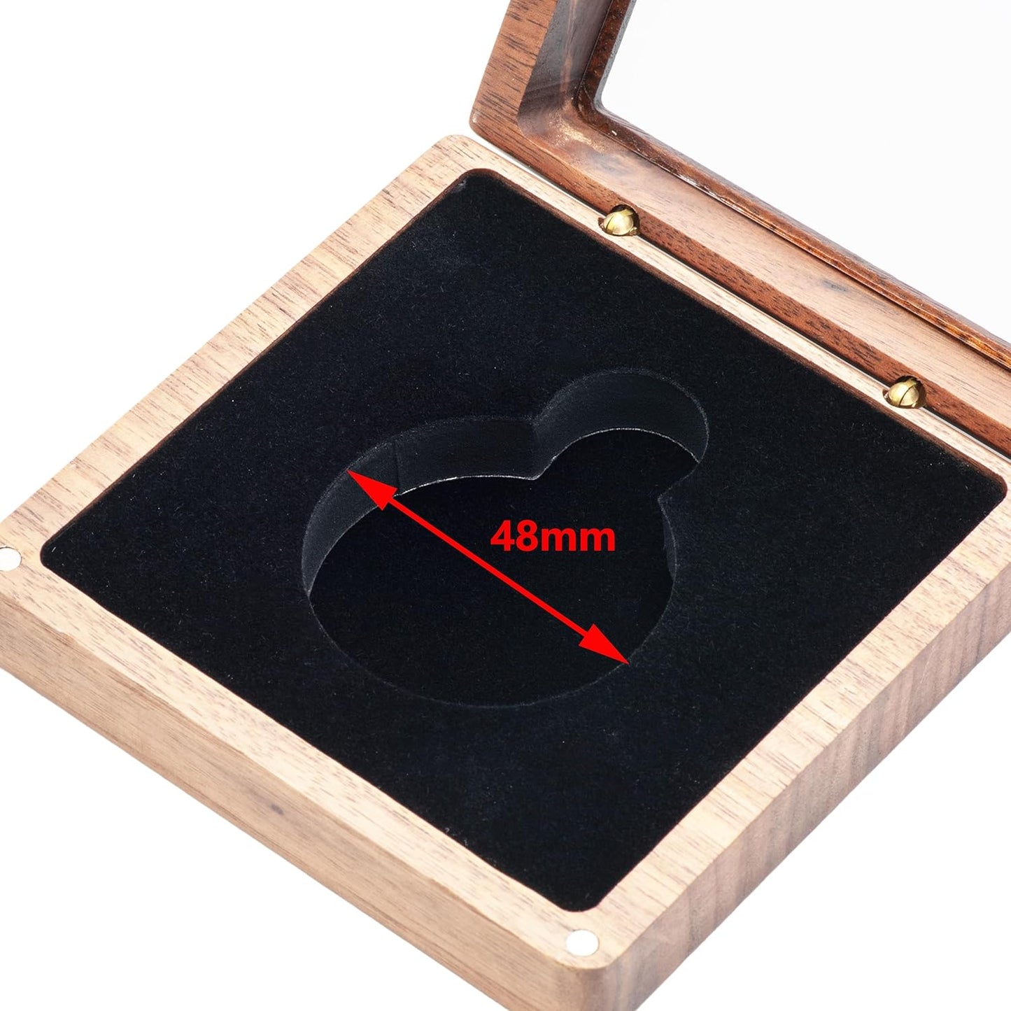 Walnut Wood Pocket Watch Gift Box with Clear Acrylic Lid Portable Single Pocket Watch Display Storage Travel Case Organizer for Men Women (Black Inner)