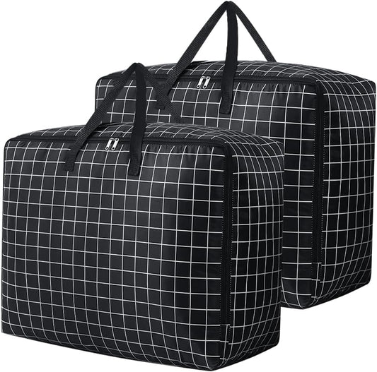 75L Large Storage Bags 2 Pcs Clothes Storage Bags with Zips Heavy Duty Oxford Cloth Moving Bags Waterproof Underbed Storage Bag for Clothes,Blankets,Pillows,Bedding