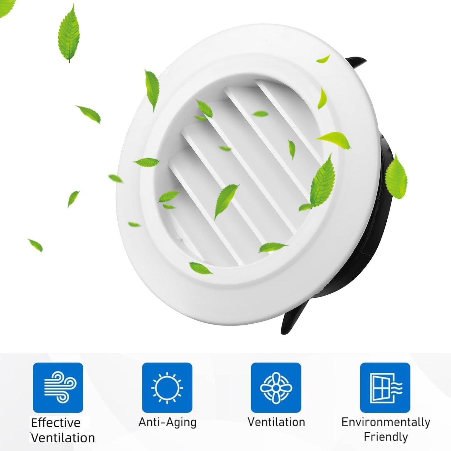 4 Inch Soffit Vent Round Vent Cover Air Vent Covers Round Ceiling Diffuser Dryer Vent Cover with Built in Mesh Air Wall Vent Cover for Exhaust Fan Inline Duct Fan Bathroom Kitchen