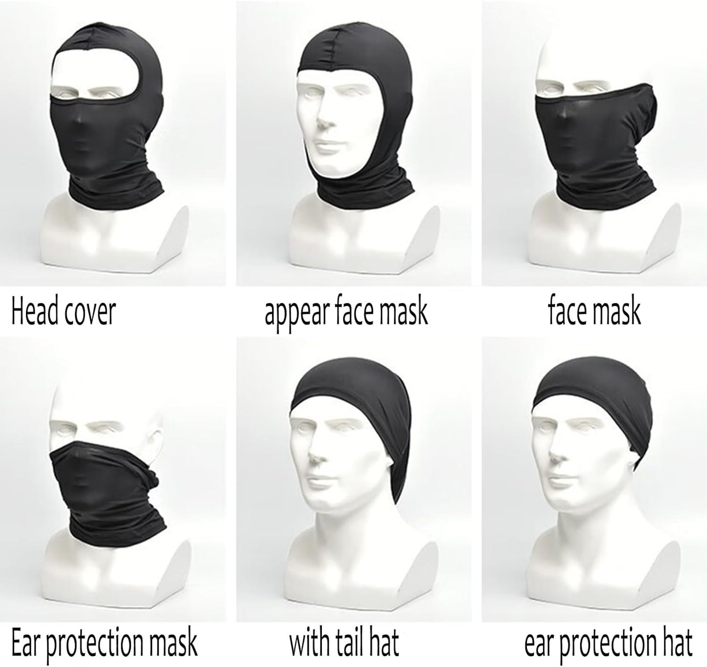 7PCS Bandana Face Mask, UV Protector Motorcycle Ski Scarf,Helmet Mask Balaclava Black Tactical Face Mask