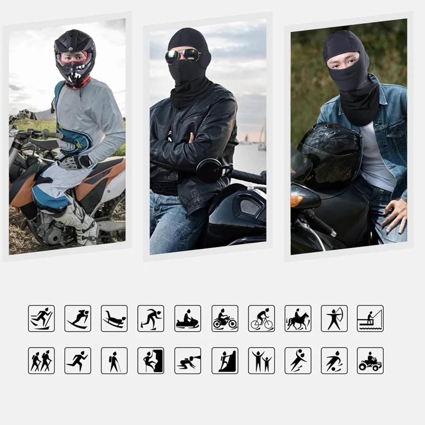 7PCS Bandana Face Mask, UV Protector Motorcycle Ski Scarf,Helmet Mask Balaclava Black Tactical Face Mask