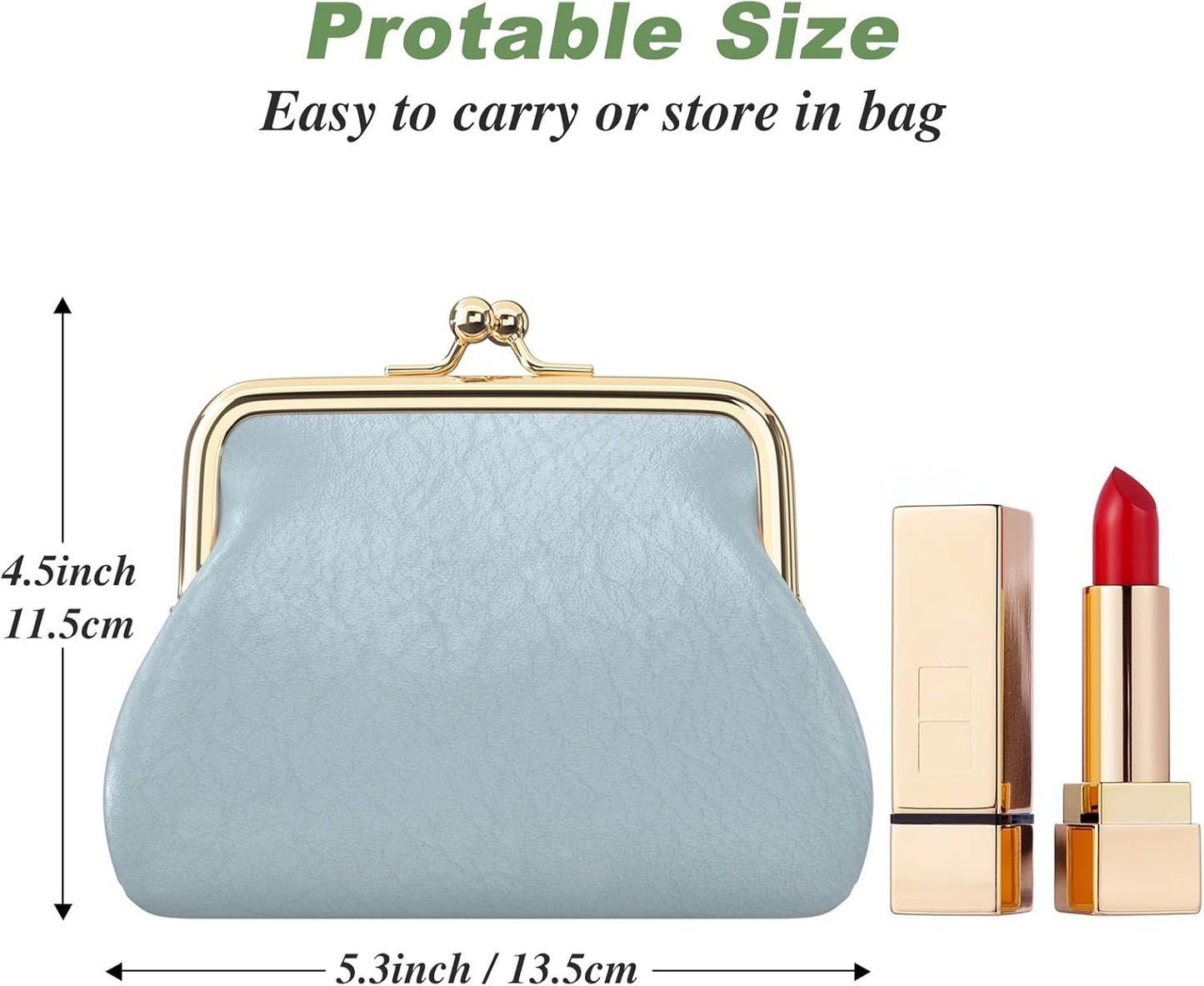 Coin Purse, Small PU Leather Change Purse, Coin Purse Wallet with Clasp, Car Coin Holder Pouch for Woman Men Kids Girls, Blue