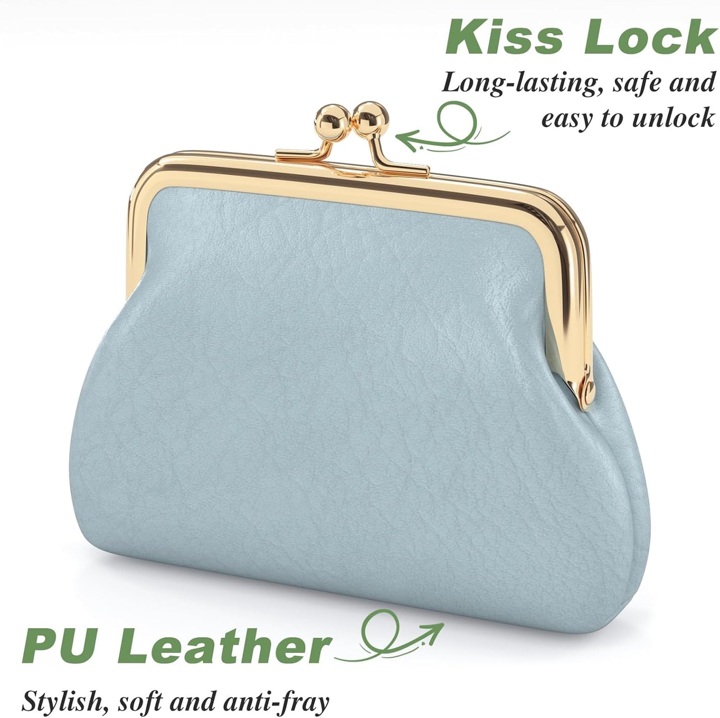 Coin Purse, Small PU Leather Change Purse, Coin Purse Wallet with Clasp, Car Coin Holder Pouch for Woman Men Kids Girls, Blue