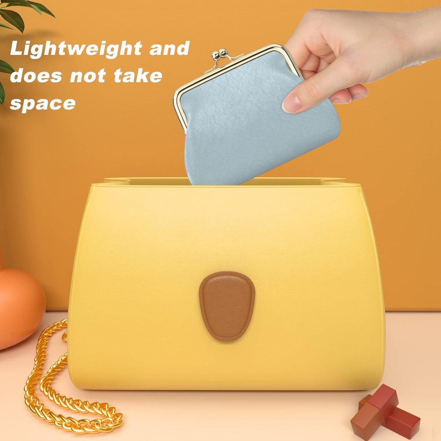 Coin Purse, Small PU Leather Change Purse, Coin Purse Wallet with Clasp, Car Coin Holder Pouch for Woman Men Kids Girls, Blue