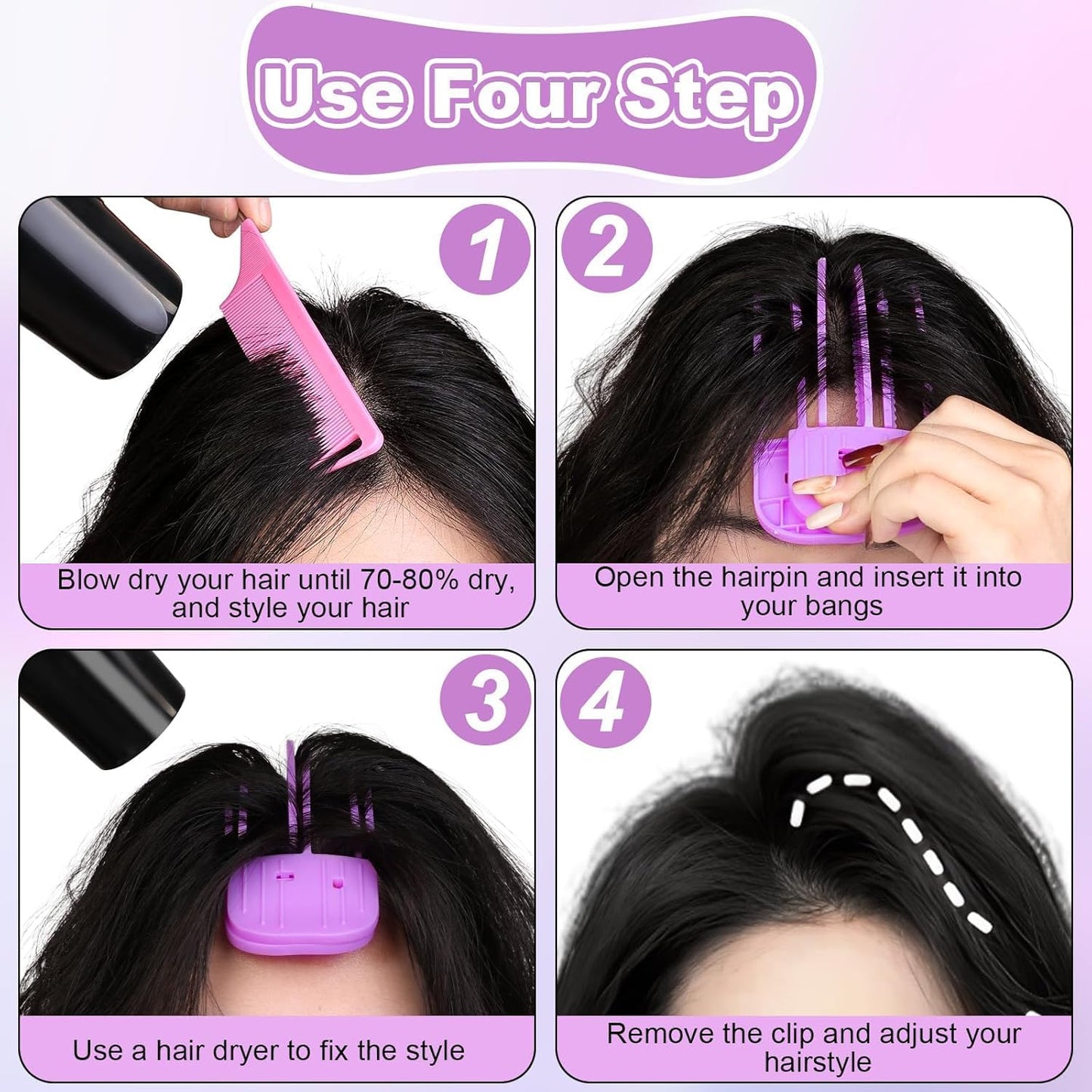 2 Pcs Wind Shaping Styling Comb for Fluffy Bangs,No-Trace Hair Root Lifting Hair Volume Clip,Easy High Crown Volume Tool,Quick Hair Styling Tools Volumizing Hair Clips for All Hair Types (Rose Red)