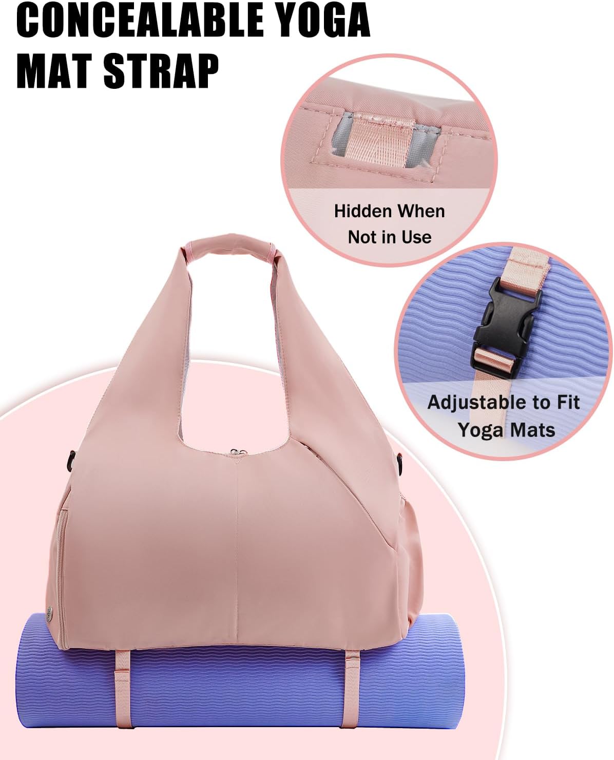 Gym Bag for Women with Shoe Compartment Yoga Mat Bag with Wet Pocket and Water Bottle Holder Weekender Bag with Strap