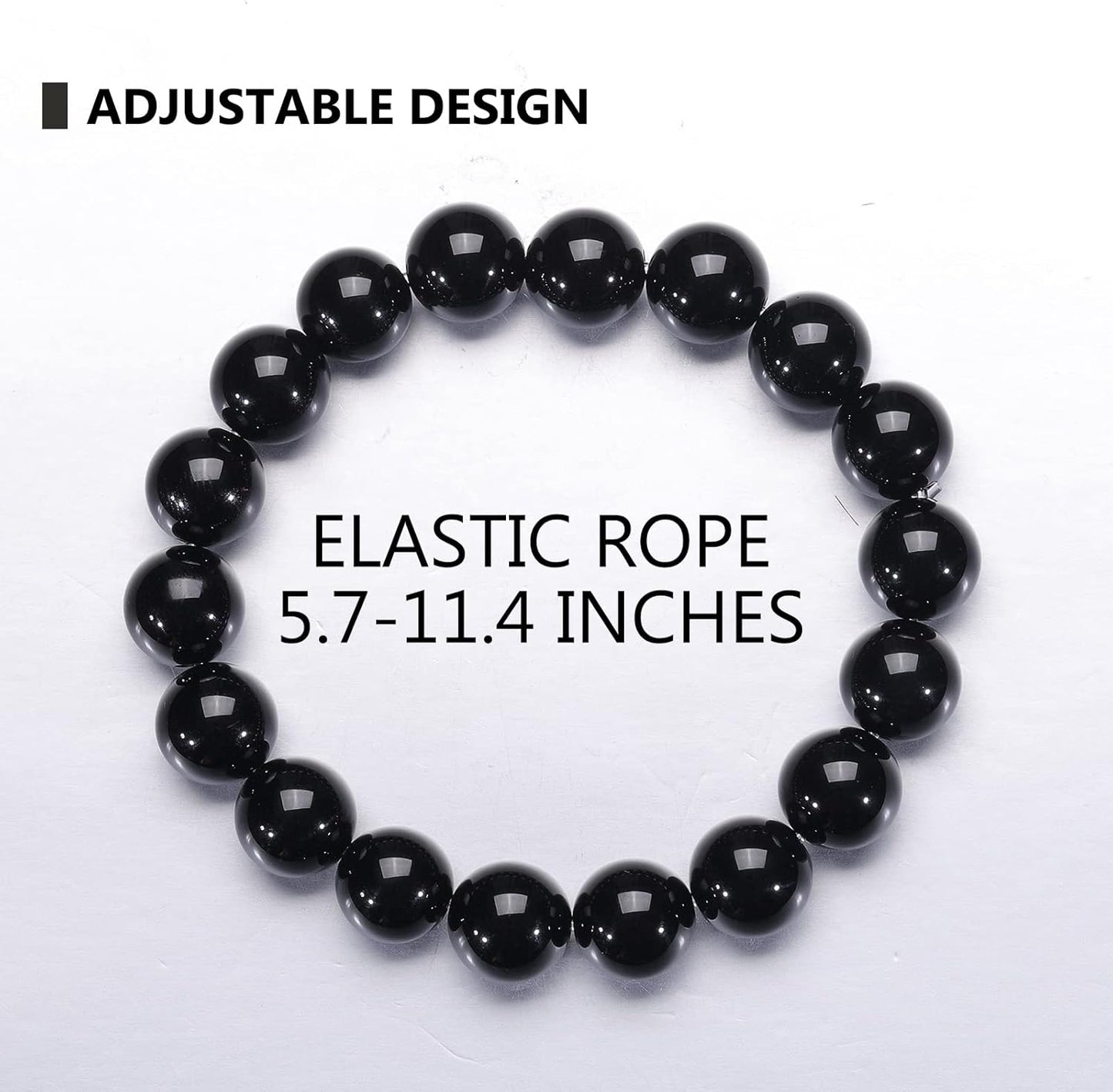 Natural 10-12mm Gorgeous Semi-Precious Gemstones Healing Crystal Stretch Elastic Beaded Bracelet Unisex Yoga Meditation Relax Anxiety Bangle for Womens Mens