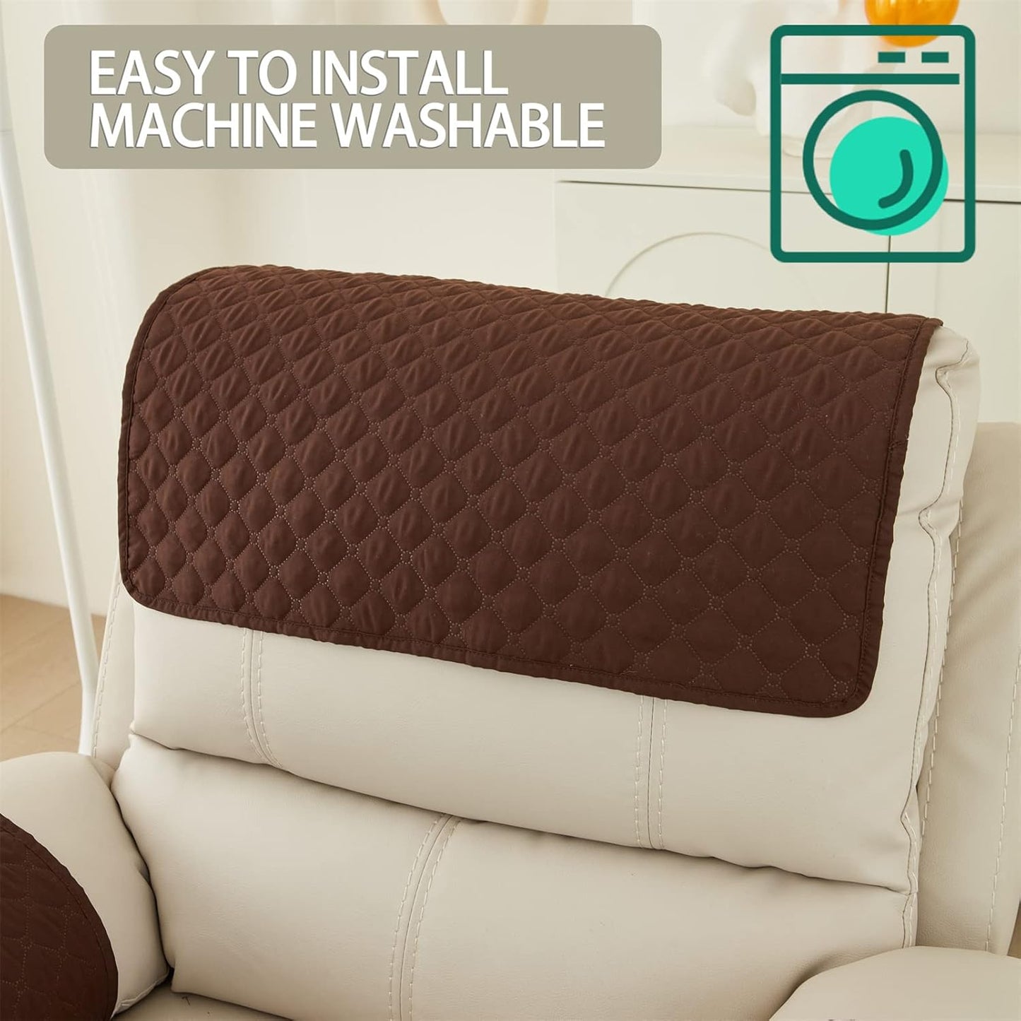Armrest Chair Covers, Stretch Armchair Couch Arm Rest Cover, Waterproof Armchair Slipcover Nonslip Quilted Furniture Protector for Pets Leather Sofa Couch (Dark Brown,1 Person (Set of 3))