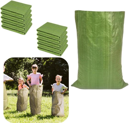 10PCS Potato Sack Race Bags,Large Seed Sack 60x 100cm Large Outdoor Lawn Game Bags for Adults and Children Birthdays, Yard，Game Parties, BBQs, Picnics，Storage (Green)