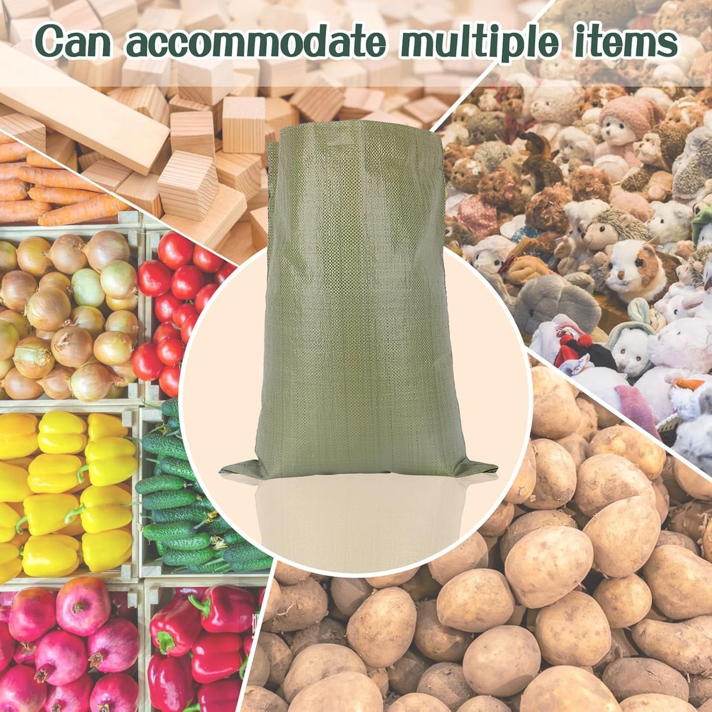 10PCS Potato Sack Race Bags,Large Seed Sack 60x 100cm Large Outdoor Lawn Game Bags for Adults and Children Birthdays, Yard，Game Parties, BBQs, Picnics，Storage (Green)